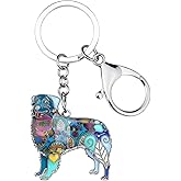 WEVENI Enamel Alloy Australian Shepherd Dog Keychains Sweet Pet Key Ring Gift For Women Girls Bag Car Purse