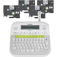 Brother P-Touch, PTD210, Easy-to-Use Label Maker Bundle (4 Label Tapes Included)