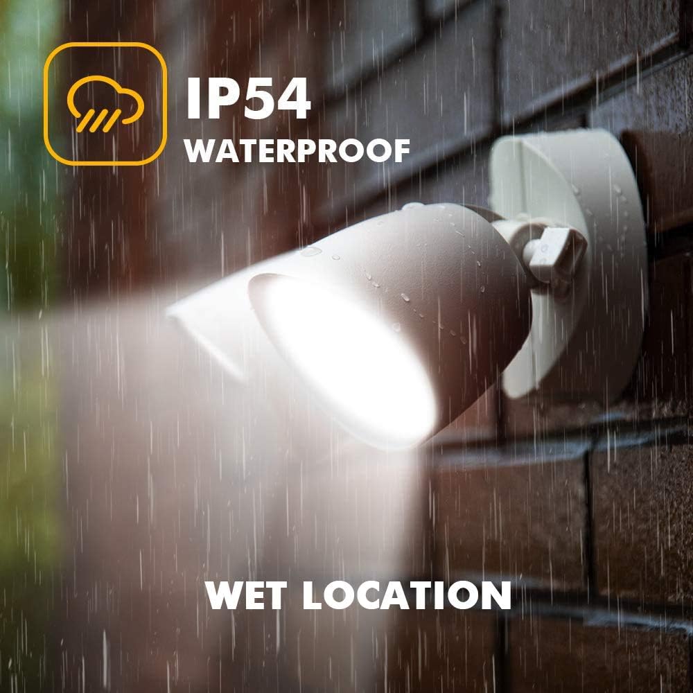 LUTEC 6222W 1380 Lumen 23 Watt 26 LED Dual-Head Floodlight Outdoor, Full Metal Design, Waterproof Exterior Security Wall Light for Patio, Garden, Yard-White - - 