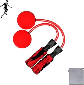 Amazon 21最新品 Benvo 縄なし縄跳び エア縄跳び ダイエット なわとび 脂肪燃焼トレーニング用 有酸素運動 室内 自宅 ノイズ減少 スペースの制限もなし 縄跳びできない者にも対応 カロリー消費 収納袋付き 赤 黒 Benvo なわとび