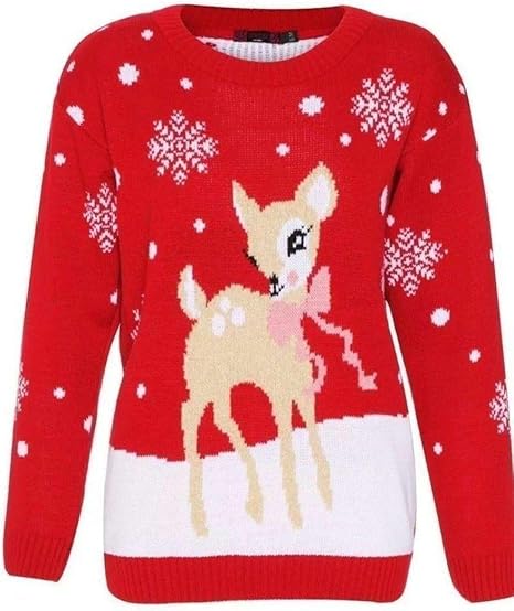 Buon Natale Con Donne.Mymixtrendz Maglione Da Donna Con Renna Di Natale E Scritta In Lingua Inglese Merry Christmas Bambi Red 48 50 Amazon It Abbigliamento