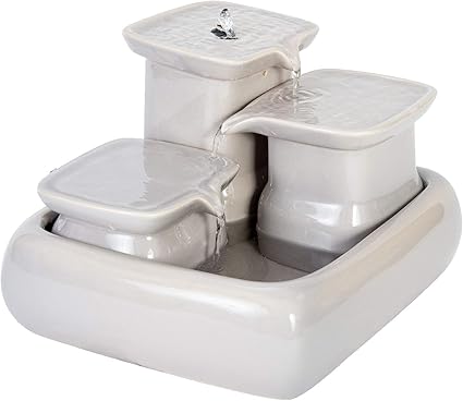 Fontaine à Eau En Céramique Pour Chats Miaustore 8 Bassins Deau Potable 34 Litres Avec Pompe à Eau Silencieuse Gris