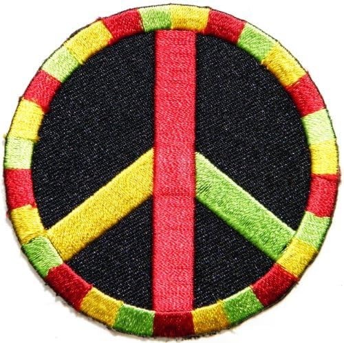 Peace Rasta Reggae Africa Jamica Hippie Flag Map Polo Shirt T-Shirt Patch Sew Iron on Logo Embroidered Badge Sign Emblem Costume