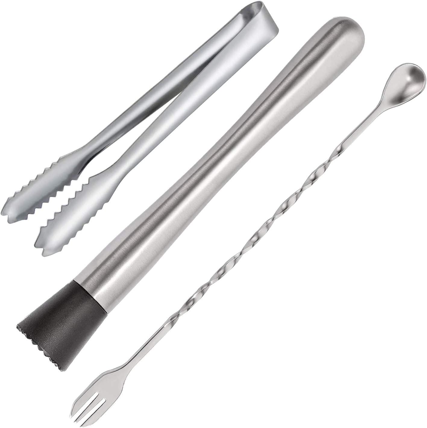 10" Stainless Steel Cocktail Muddler Set, Ideal Bartender