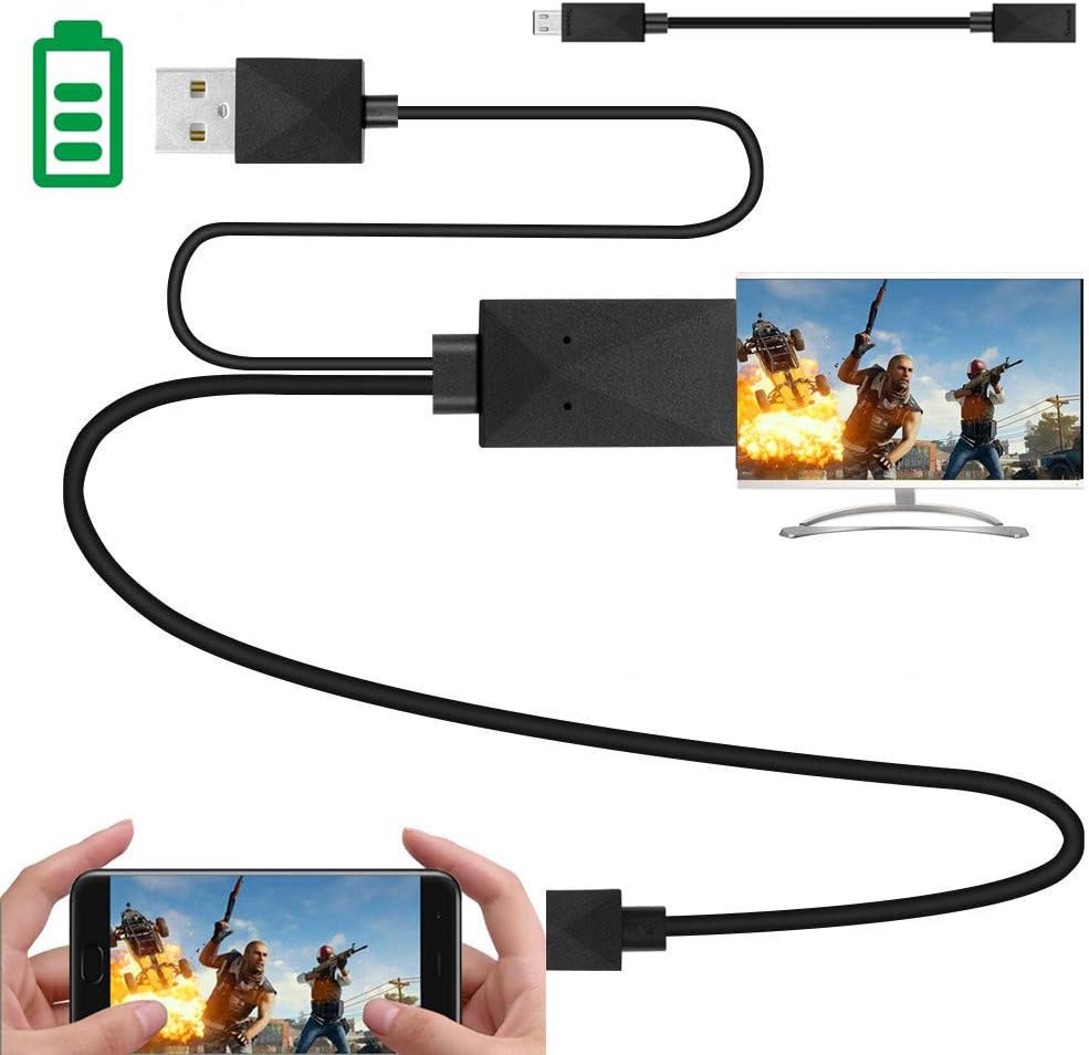 Kingm mhl to hdmi Adapter for Android Devices Micro USB to HDMI Adapter Converter Cable 1080P HDTV for Samsung Galaxy S2 S3 S4 Note 2 3 4 Galaxy Tab 3 8.0, Tab 3 10.1 Android Devices (5Pin + 11Pin)