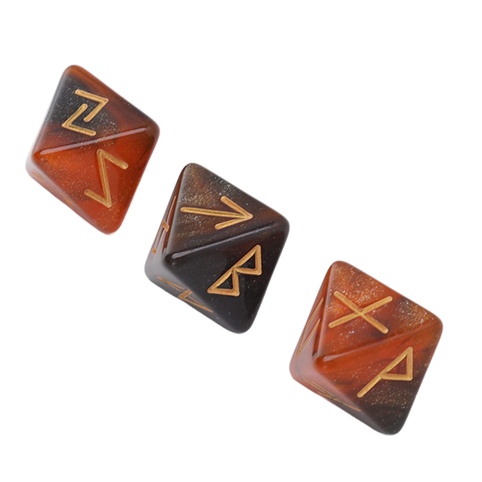 VBESTLIFE Rune Dice,3Pcs Rune Dice 8 Sided Star Sky Mystic Vivid Colors Astrology Learning Prediction Polyhedral Dice Set for Adults(Black Gold)