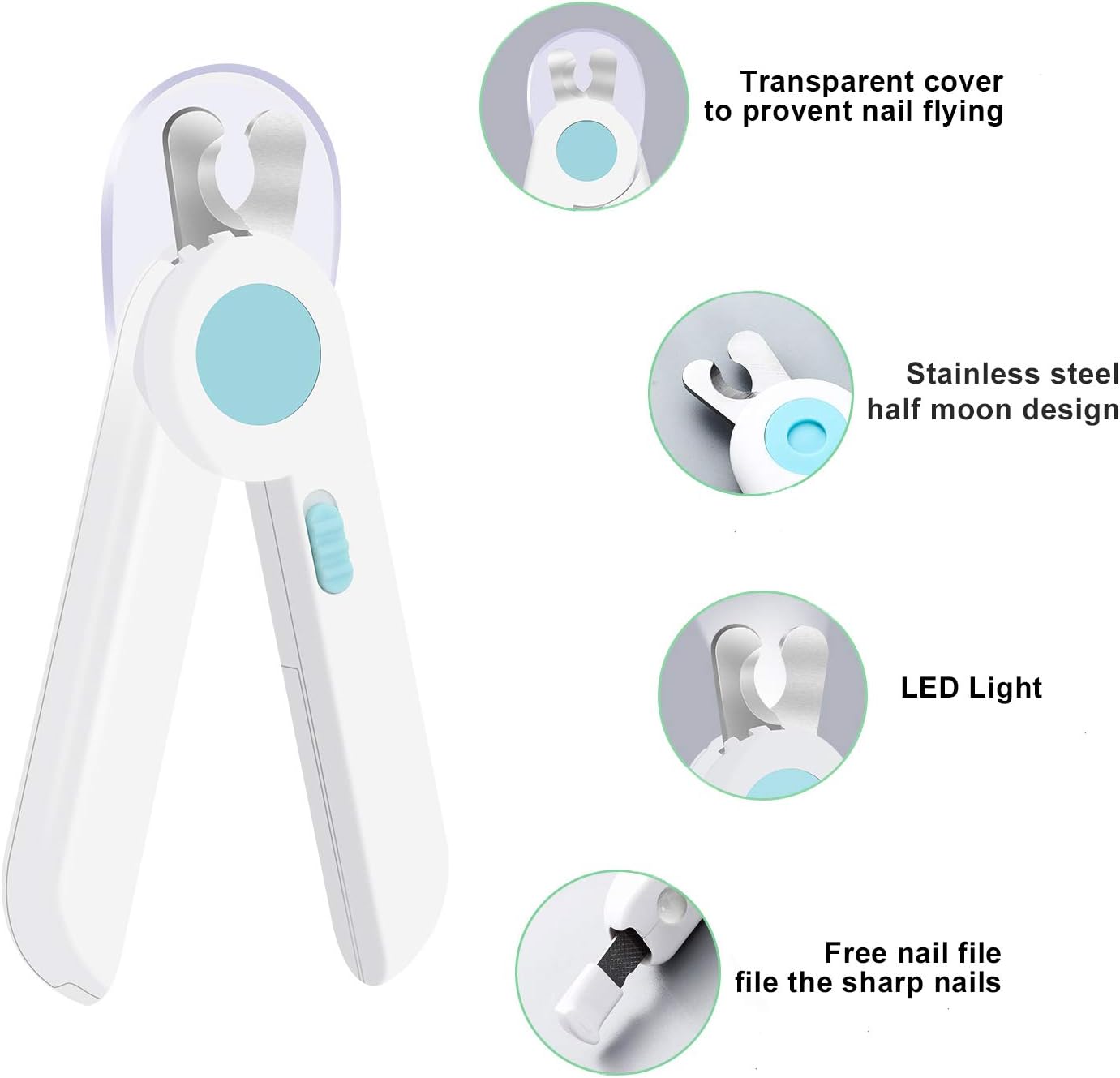HABOM Dog & Cat Pets Nail Clippers and Trimmers - with Transparent Cover to Avoid Nail Flying, Free Nail File, Razor Sharp Blade - Professional Grooming Tool for Large and Small Animals