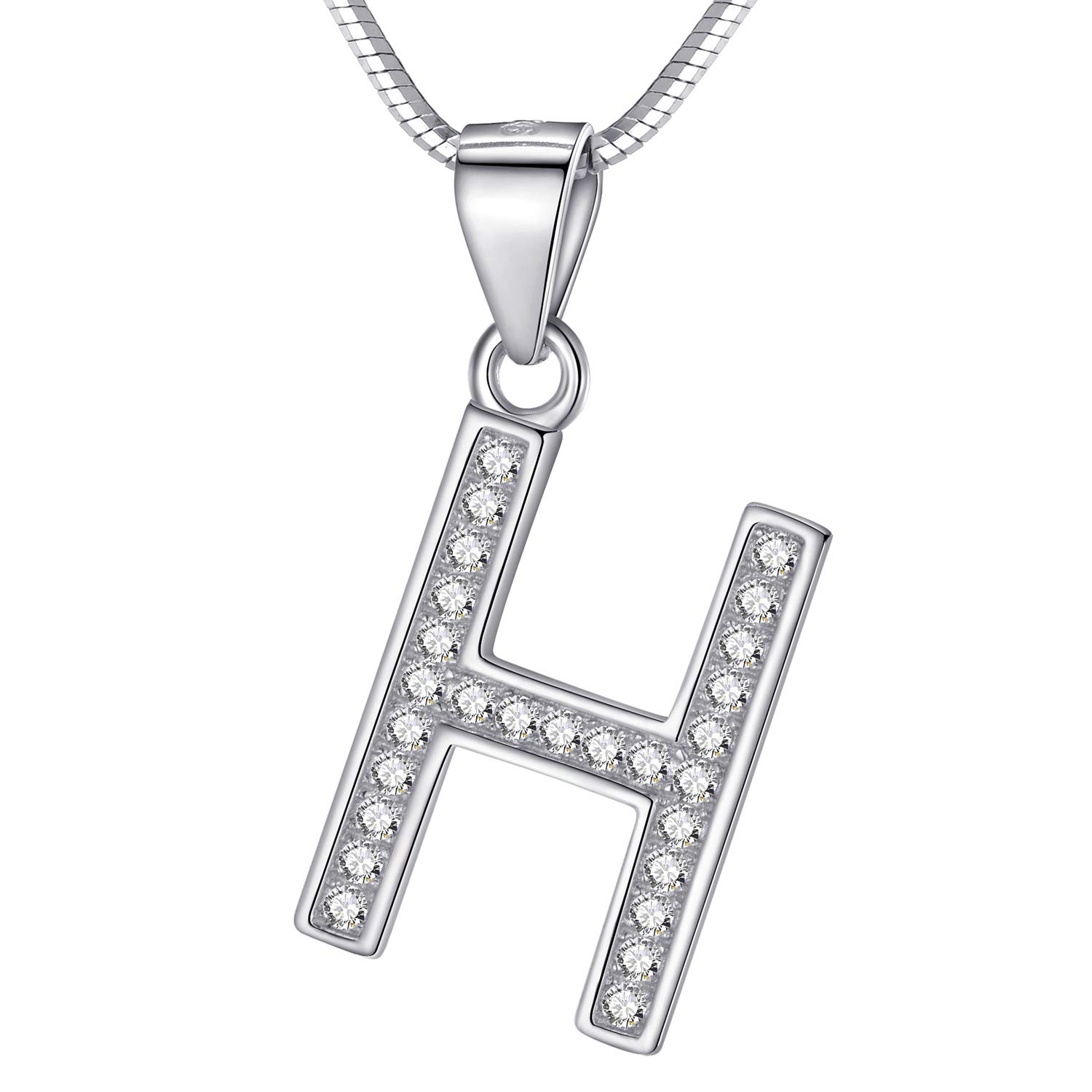 Morella Women's Letter Necklace Necklace and Pendant Letter H - 925 Sterling Silver Rhodium Plated – 45 cm Long — image 1