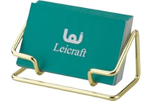 Leicraft Business Card Holder for Desk, Cute Metal Card Organizers and Office Desk Accessories for Men and Women (Golden)