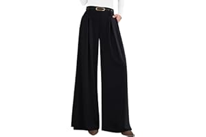 PRETTYGARDEN Womens Fall Wide Leg Trousers 2025 High Elastic Waist Loose Pleated Long Flowy Palazzo Work Pants with Pockets