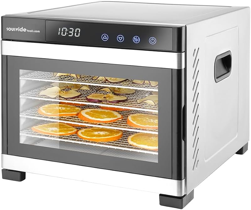 SousVideTools 6 Tray Stainless Steel Food Dehydrator with Touch Panel
