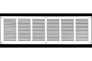 HVAC Premium 30'' x 6'' [Duct Opening] Flat Stamped Steel Return Air Grille - Sidewall and Ceiling - HVAC Vent Duct Cover - White [Outer Dimensions: 31.75''w X 7.75''h]