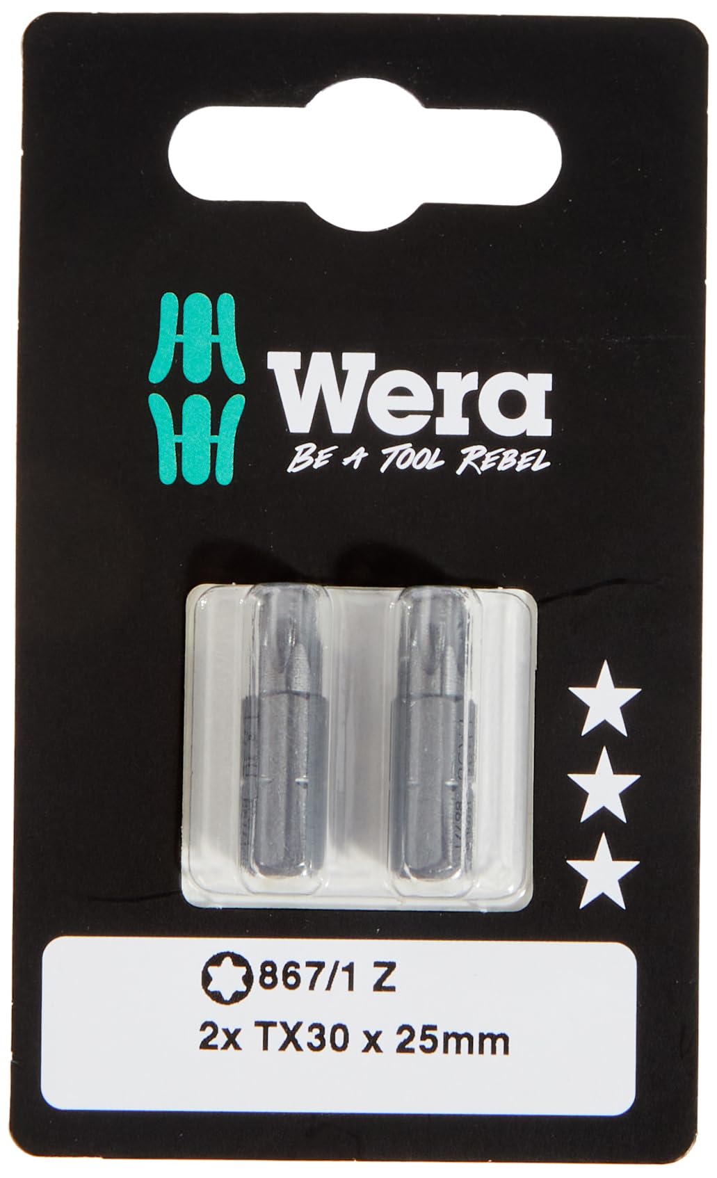 Wera 867/1 Z Torx Bits SB TX30, TX 30 x 25 mm, Wera 05073316001
