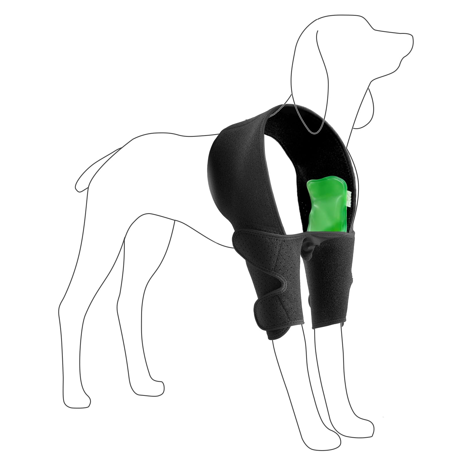 Photo 1 of Dollephi Dog Elbow Brace for Shoulder and Front Leg, Hot/Cold Compress for Arthritis, Dysplasia, Hygroma, Calluses, Helps Wound Healing, Prevents Licking and Biting(L)