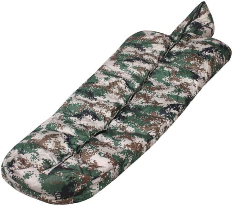 LEEJANSHAN Camouflage Sleeping Bag with Water Repellent Coat Style with A Hat & Protective Strip Double Keep Warmth Mountaineers Outdoor Sleeping Bag for Outdoor Camping