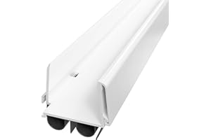 32 Inch White, Adjustable Double Bubble Door Sweep for Exterior Doors, Under Door Seal with Drip Edge and Punched Drainage Ch
