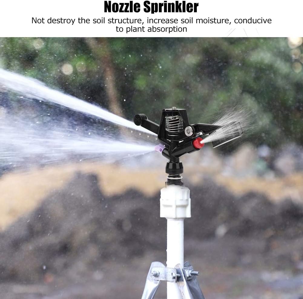 5PCS Garden Impulse Sprinkler Impact Sprinkler Head for Watering Irrigation 3/4in DN20 Male Thread, Black - Image 4