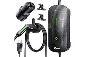Ecogenix Carbon Fiber Level 1&2 Fast EV Charger for All Tesla 12Amp 110V-240V, 25 ft Extension Cord, Mobile Tesla Charger NEMA 6-20 Plug with NEMA 5-15 Adapter Fits for Tesla Model X/Y/3/S/Cybertruck