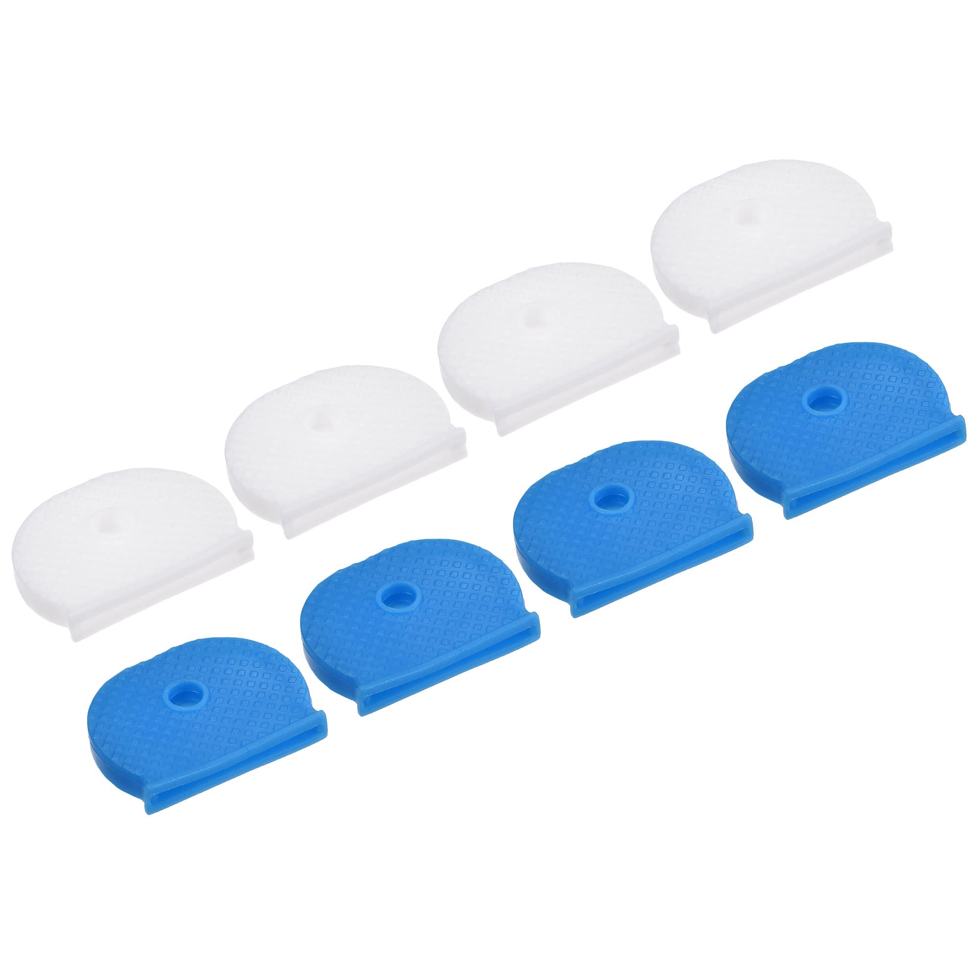 PATIKIL Key Cap Cover Tags, 16Pcs Keys Identifier Label ID Silicone Sleeve for House Apartment Organization Blue White
