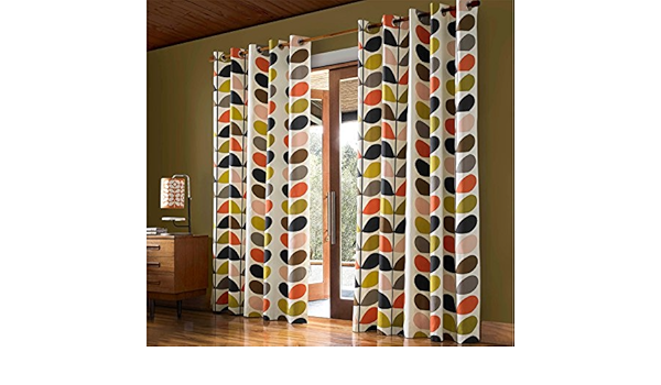 Orla Kiely Multi Stem Cream Orange Green 90 X 108 229cm X 274cm Ring Top Curtains Drapes Everything Else Amazon Com