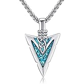 YAFEINI Arrowhead Necklace 925 Sterling Silver Turquoise Viking Arrowhead Pendant Necklace Viking Jewelry for Women Men