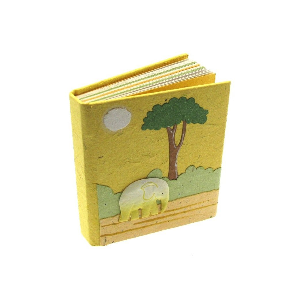 Elephant Dung Notebook | Yellow | 60 Unlined Recycled Coloured Paper Pages | 10.5cm x 9cm | Genuine Elephant Poo | Fair Trade and Handmade | Journal Alternative for Men and Women