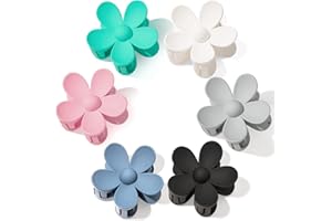 MAJOMI Flower Hair Clips 6PCS Flower Claw Clips Cute Hair Claw Clip Daisy Clips Matte Large Claw Clips Strong Hold Jaw Clamps Thick Hair Accessories Thin Hair Claw 6 Color for Women Girl Gift