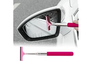 jeseny 1 PC Car Rearview Mirror Wiper Telescopic Auto Mirror Squeegee Cleaner 98cm Long Handle Car Cleaning Tool Mirror Glass Mist Cleaner (Red)