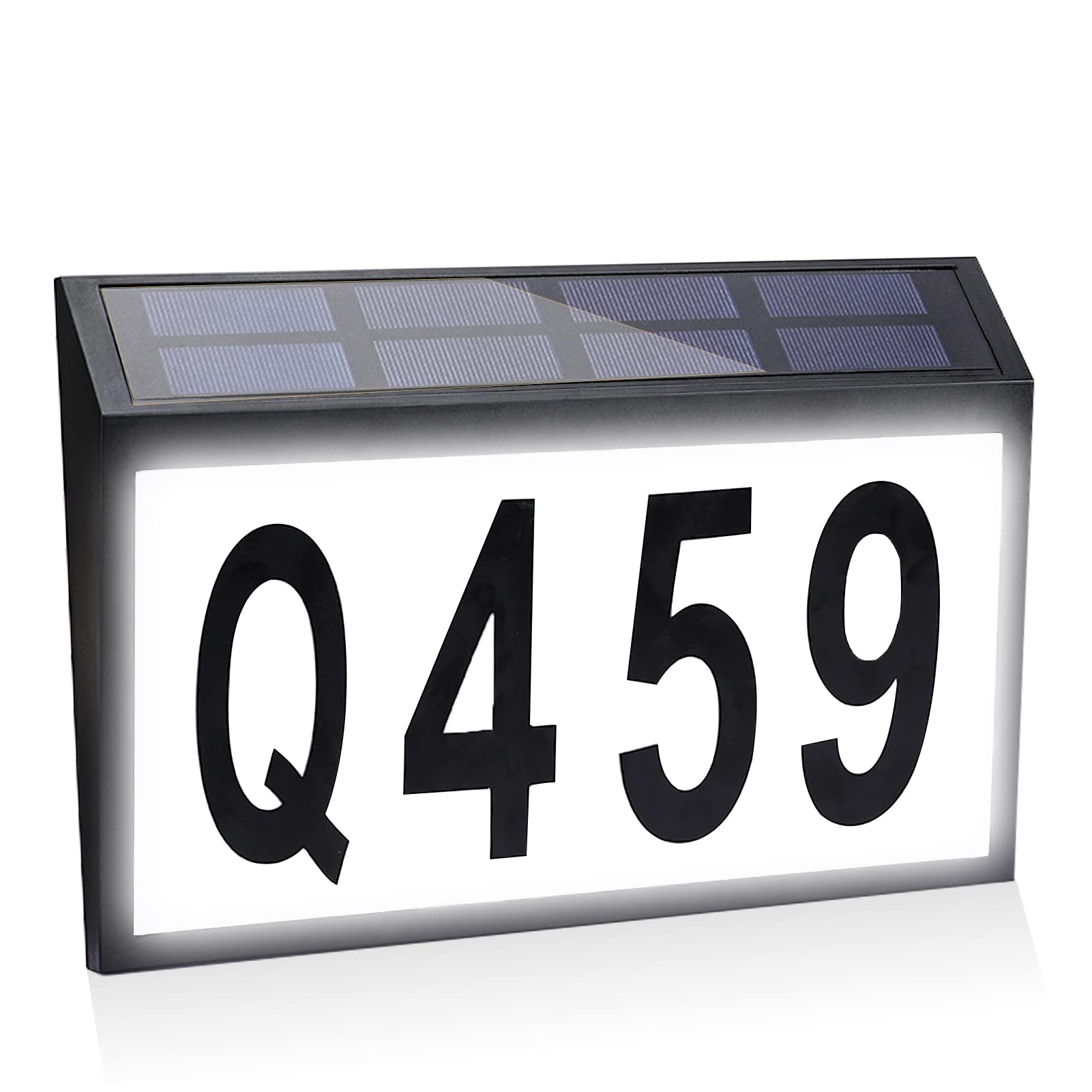 LOVERUIS Big Solar House Number Sign White Light Solar House Number Solar Door Number Plaques for Wall House Numbers Plaques Waterproof