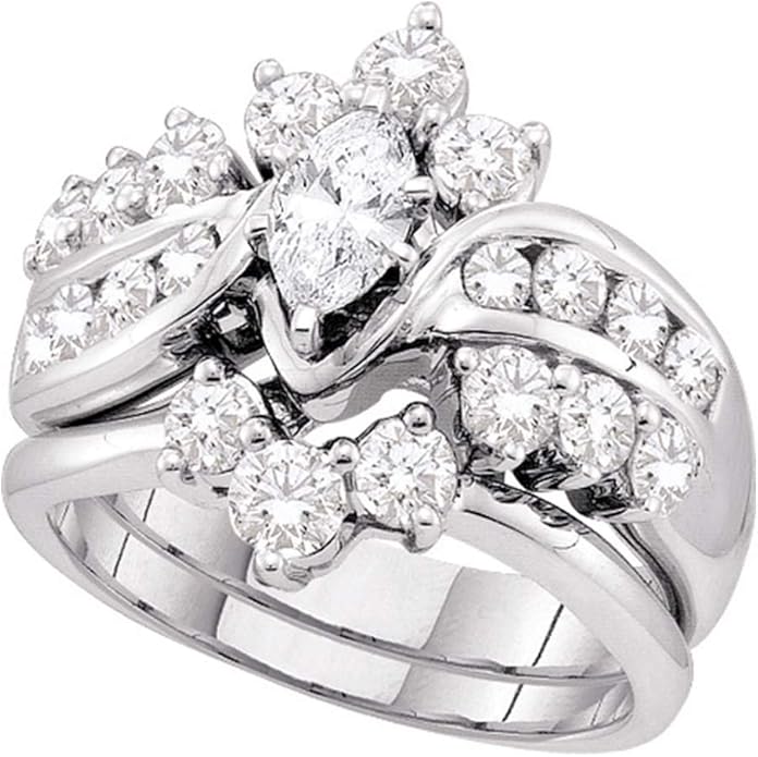 Size 9.5 14k White Gold Diamond Ladies Womens Bridal