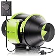 Hon&Guan 4 Inch Inline Duct Fan with Variable Speed Controller, Upgrade Motor & Low Noise Ventilation Exhaust Fan for Heating Cooling Booster, Grow Tents, Hydroponics