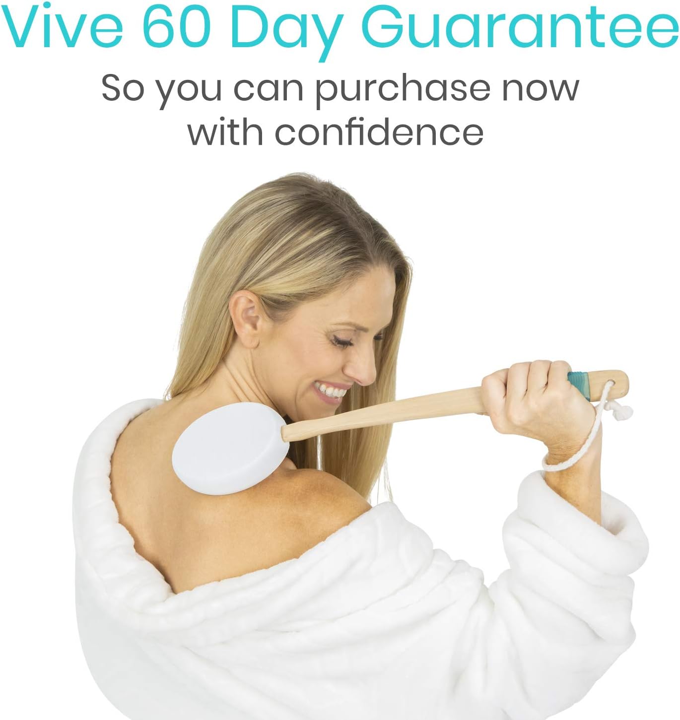 Vive Back Lotion Applicator - Long Reach Handle With Pad for Easy Self Application of Shower Bath Body Wash Brush, Foot Sponge, Skin Cream, Suntan, Tanning, Aloe, Acne - Men And Women : Beauty