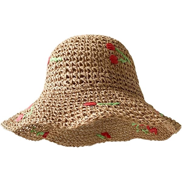 Women Foldable Summer Wide Brim Packable Sun Hat Travel Straw Fedora Hat Floral5 71Gk3RtVe2S._AC_UY350_.jpg main image 3