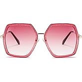 FEISEDY Women Large Hexagon Inspired Sunglasses Fashion Irregular Design Style Geometric B2503