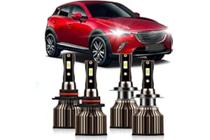 GENERIC Lights Bulbs Fit For Mazda 3 2004 2005 2006 2007 2008 2009, 9005 High Beam H7 Low Beam Car Light Bulbs, 120W High Power 6000K White, 30000LM 400% Brightness, Pack of 4