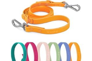 Wisedog Waterproof Standard Dog Leashes with 2 Hooks, 5 ft/ 6 ft Lengths, Adjustable for Traffic Control Safety, for Small, Medium & Large Dogs Walking (Daylily Yellow,S)