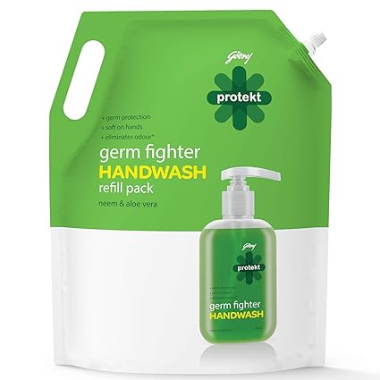 Godrej Protekt Germ Fighter Handwash Refill-NEEM & ALOE VERA (1.5L)