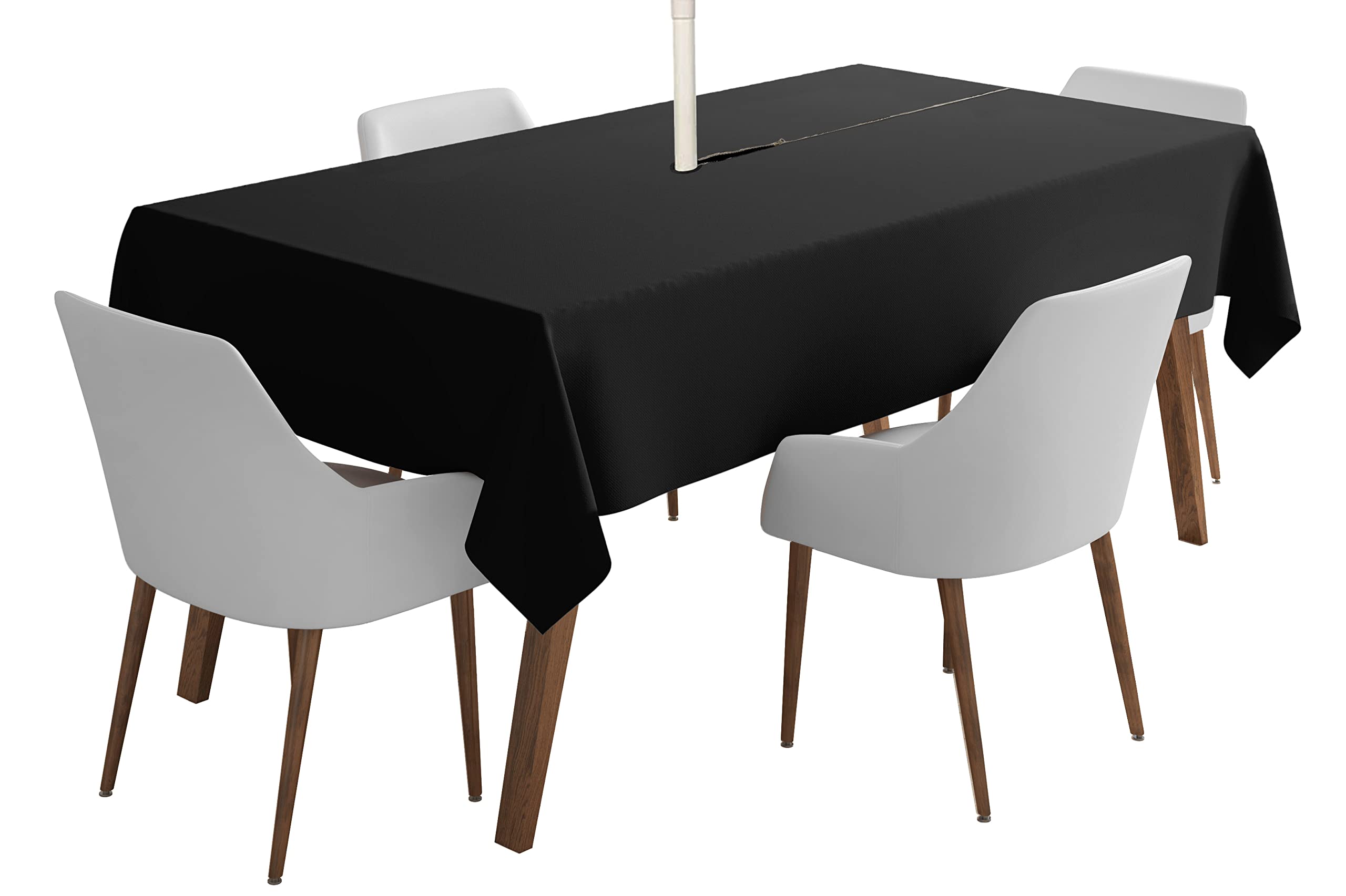 Vargottam Indoor/Outdoor Tablecloth 58" x 58" Inch Square Tablecloth with Umbrella Hole & Zipper, Waterproof Patio Table Cloths, Spring/Summer Table Covers for Backyard/BBQs - Black — image 1