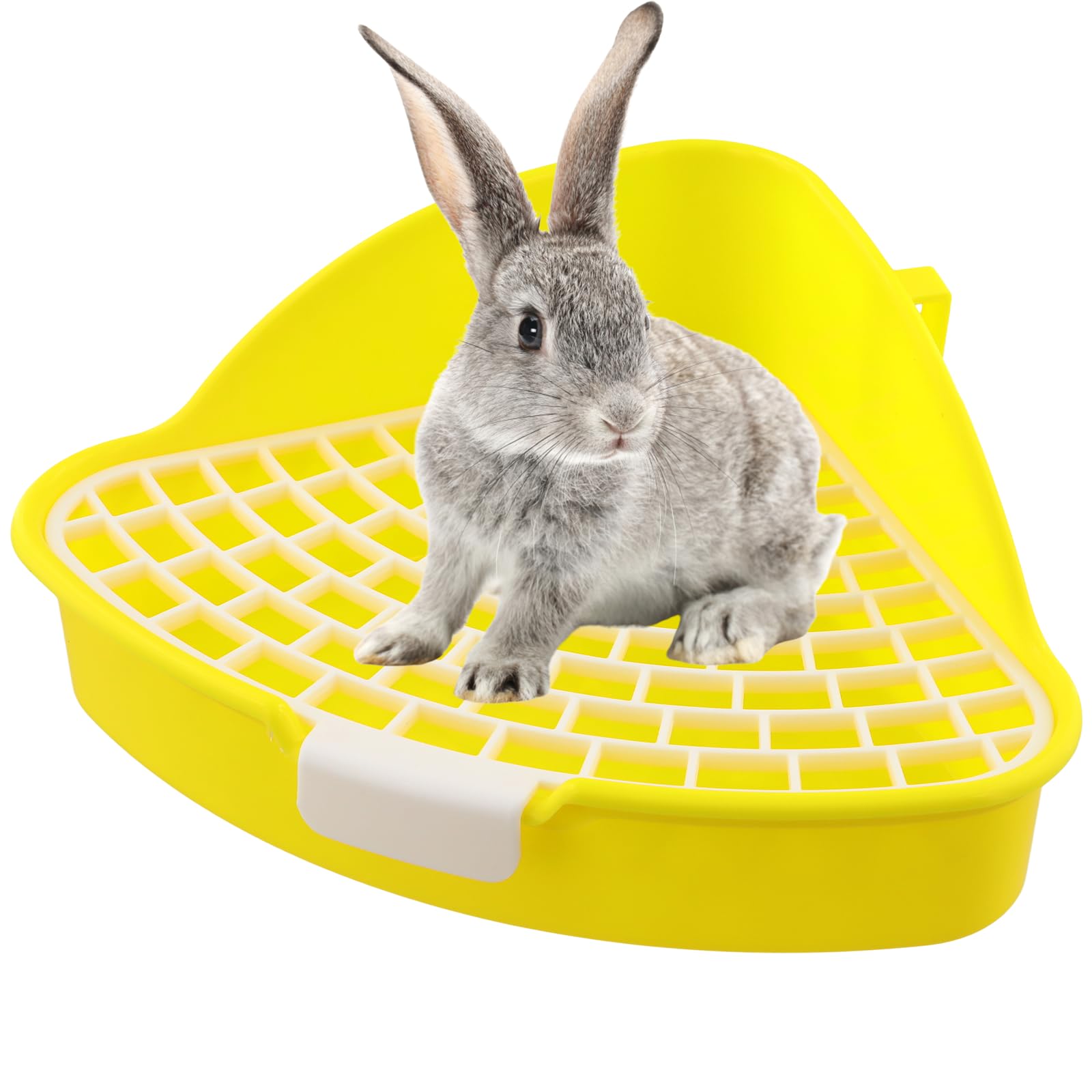 Rabbit Litter Box Corner, Small Rabbit Litter Tray for Cage, Small Animal Triangle Toilet Potty Trainer, Bunny Corner Bedding Litter Box for Guinea Pig, Ferret, Hamster, Chinchilla, Squirrel (yellow)