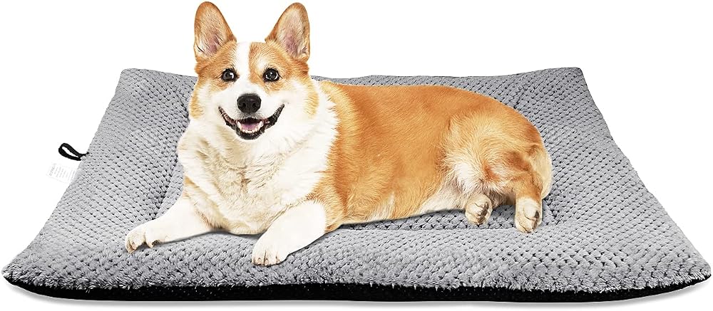 Onarway Medium Dog Bed Mat 76x54cm Sherpa Cushion Non-Slip Grey