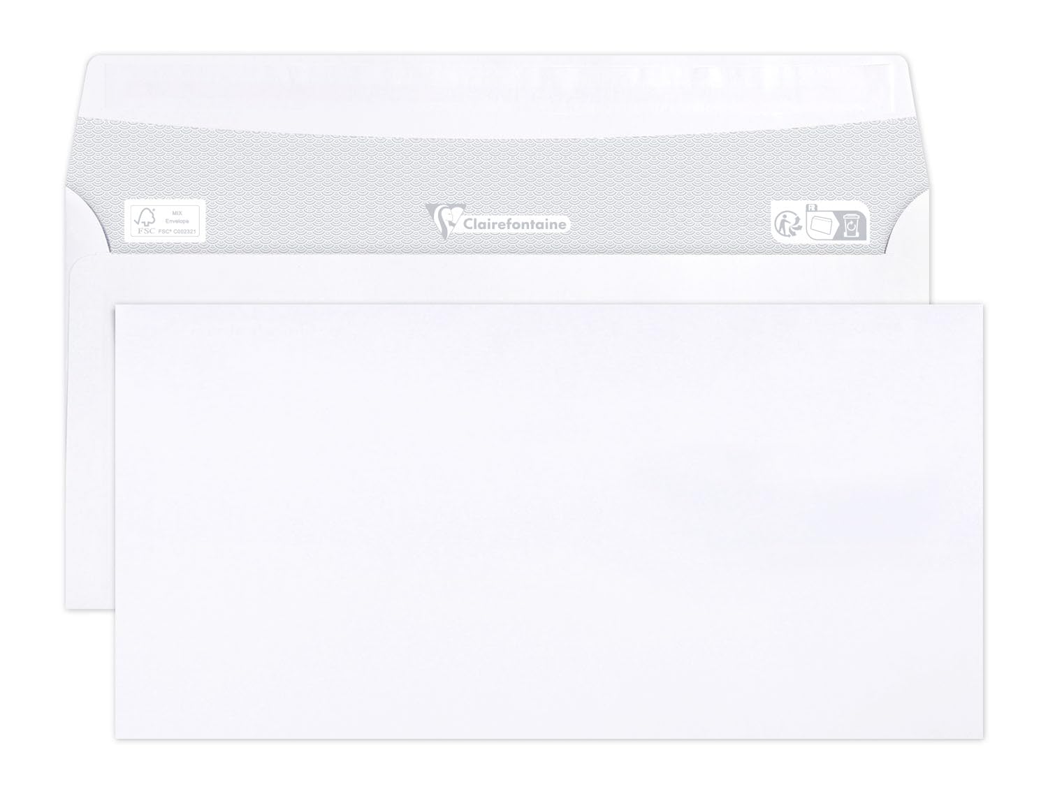 Clairefontaine 5949C - Box of 500 White Envelopes - Size: C6/5-114x229mm - Self-Adhesive - 80g/m² - White Colour - Correspondence - Manufactured in France