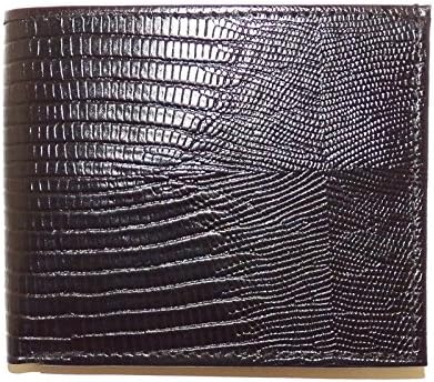 Durable Mens Brown Leather Bifold Wallets Six Credit Card Slots Exotic Italian Lizard Print