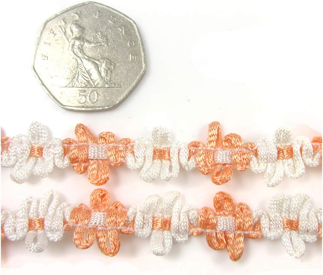 Floral Design Sewing Trimming/Edging 15mm *21 Styles* Decorative Trim UK (H5115 Orange, 5 Metres)