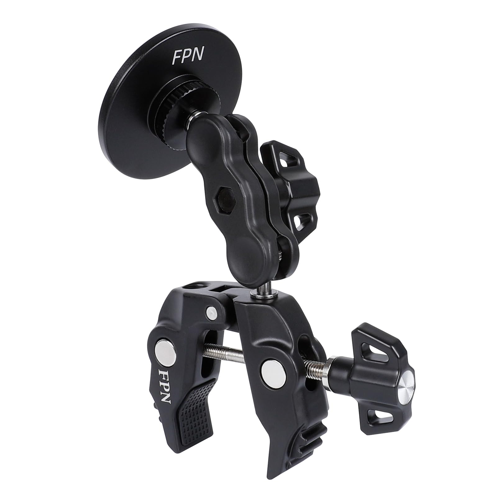 All-Metal Magnetic Phone Holder for Magsafe, Magnet Phone Mount with Super Clamp for Spin Bike/Microphone Stand/Cart/Railing/Handlebar/Dia 0.4-2" Rod, Compatible with iPhone 16 15 14 13 12 Series