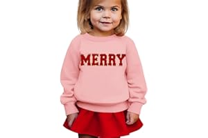BOUTIKOME Merry Christmas Sweatshirt Toddler Baby Girl Glitter Patch Merry Shirts Xmas Pullover Holiday Tops Winter Clothes