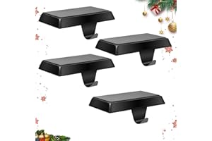 Guojanfon Christmas Stocking Holders Mantel Stocking Hangers Metal Hanging Hooks Stocking Holders Bases for Fireplace Free Standing Christmas Xmas Party Decoration (Black)