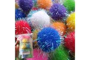 Shizhoo 30 Pieces 1.6 inches Sparkle Pom Pom Balls for Cat - Interactive Glitter Balls, Multicolor, Best as Kitten Play Toys
