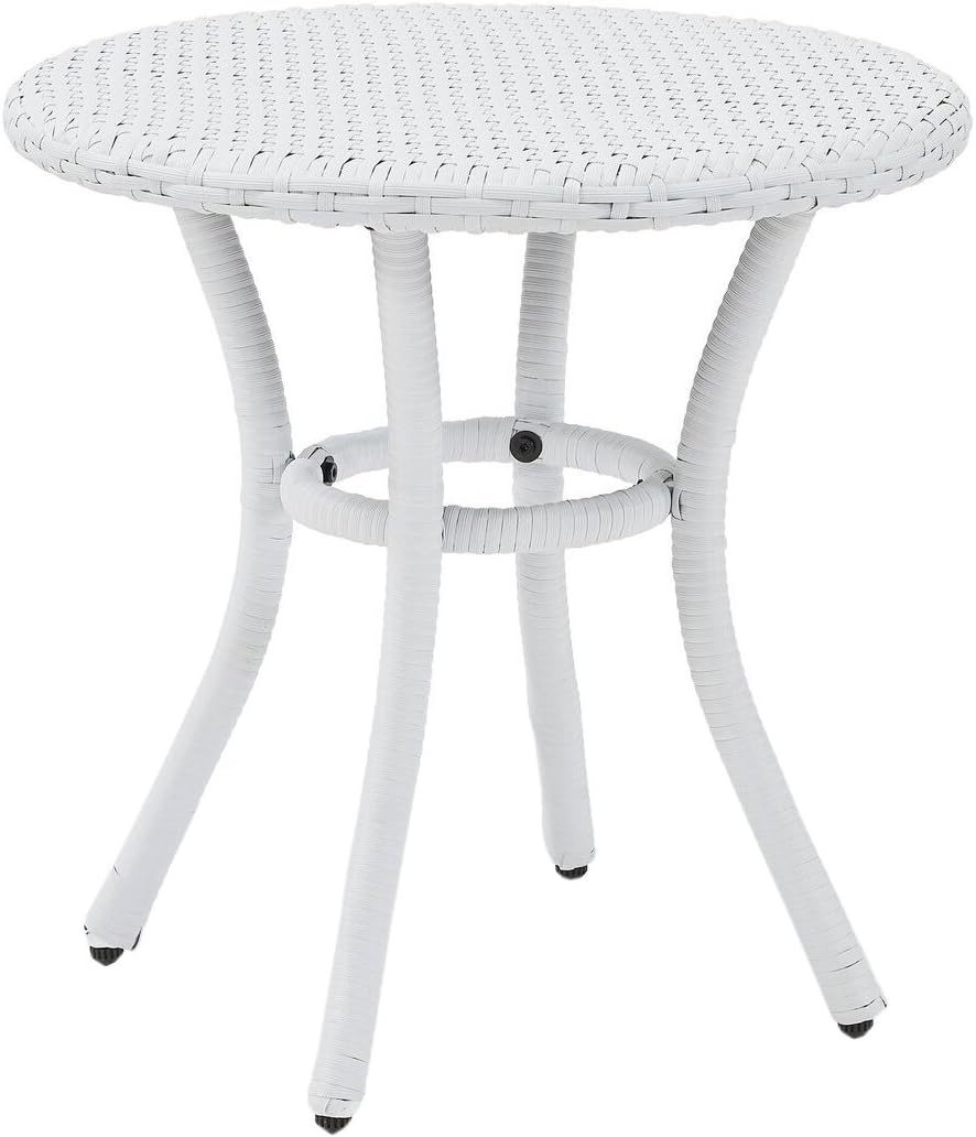 Amazon Com Crosley Furniture Co7217 Wh Palm Harbor Outdoor Wicker Round Side Table White Garden Outdoor