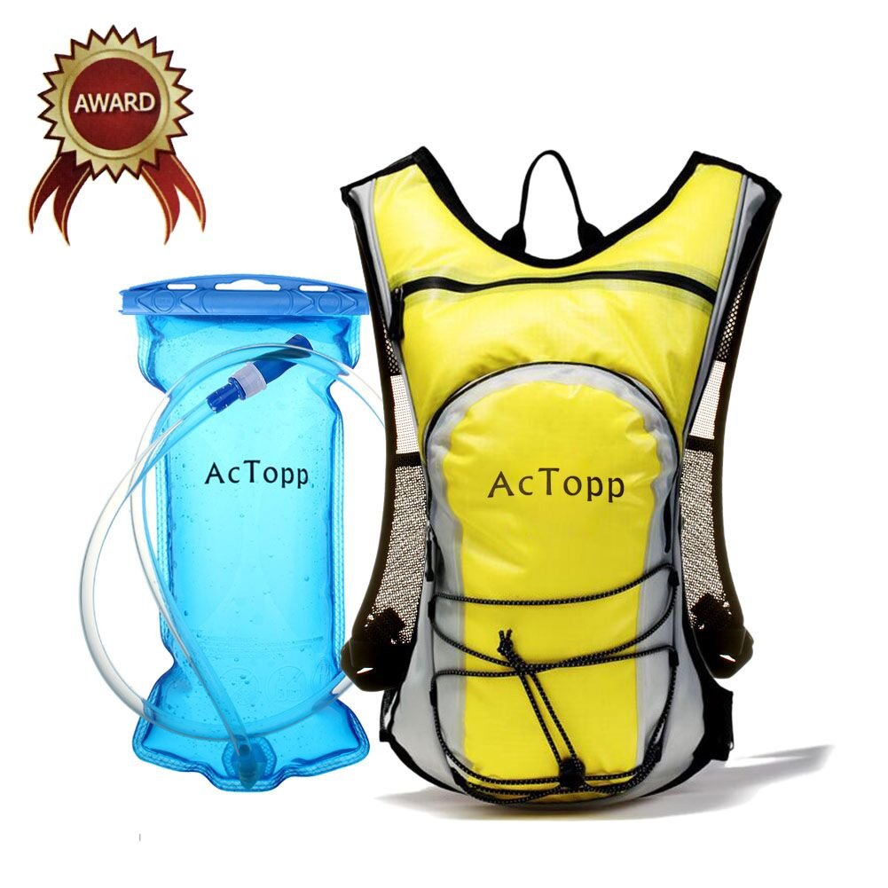 AcTopp Hydration Pack - 4L Hydration Backpack and 2L Bladder Bag, Waterproof and Adjustable Straps with FDA Approved Hydration Bladder, Best for Cycling Running Hiking Jogging