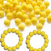 Richbunnys 120pcs 15mm Bulk Silicone Beads for Pens, Keychains, Necklaces and Bracelets Making, Assorted Rubber Beads Set (Yellow)